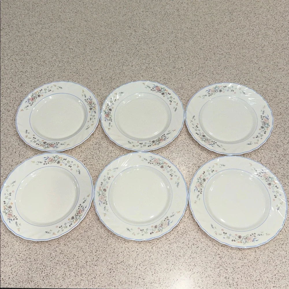 Vintage France Arcopal Victoria French Floral Salad Plates Set of 6